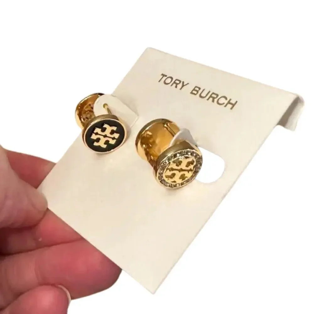✨ Tory Burch White & Black Reversible Crystal Stud Earrings – 2 Looks in 1! ✨ - Picture 1 of 4